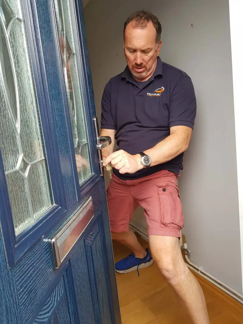 Kevin repairing a front door lock First For Locks Norwich